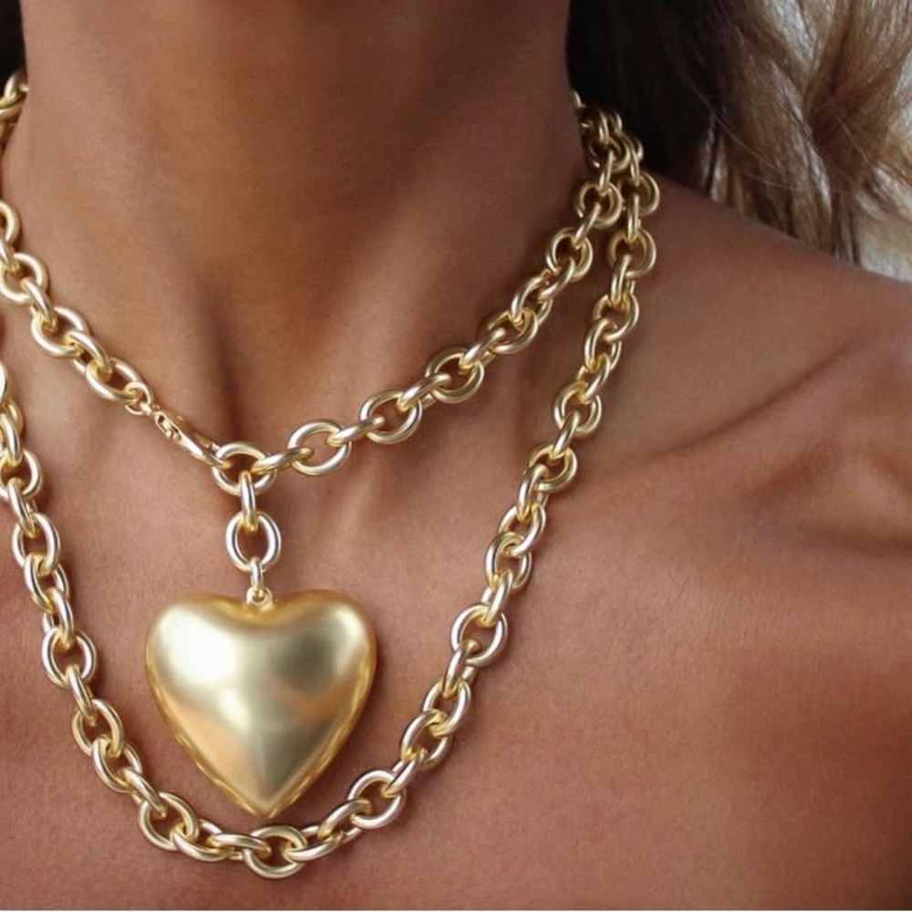 Gold Heart Pendant Necklace